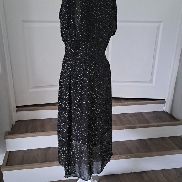FASHION Polka Dots  V-Neck Midi Short Sleeve Boho High Low Hem Dress Sz M NWT - Picture 6 of 11